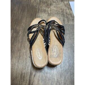 Atalina Shoes Womens Size 5 Sandals Strappy Open Toe Black Tan